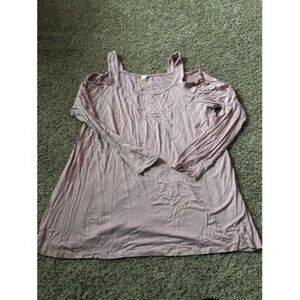 Blue Leopard Womens Pull Over Cold Shoulder Light Purple Top Plus Size 3XL